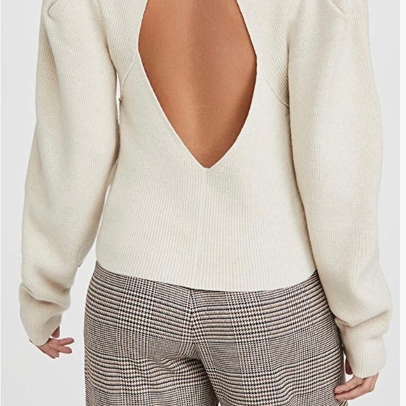 FREE PEOPLE SAFFRON cream ribbed oversized boho open back woman top NWT XL - Picture 3 of 9